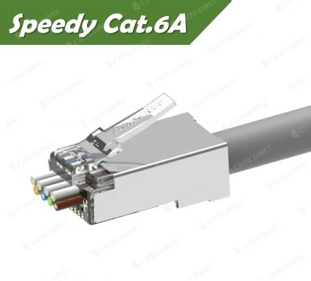 Easy Pass-thru Cat.6A Shielded RJ45 Connector - Easy Pass-thru Cat.6A Shielded RJ45 Connector